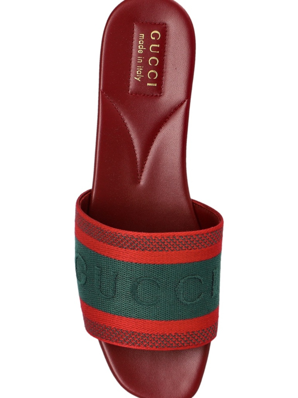 Gucci Burgundy Slides with Red and Green Web Stripe - Picture 11 of 13